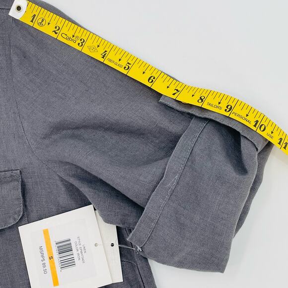 Ellen Tracy 100% Linen Blouse, Gray, NWT, Sz. S, PULLED THREAD - Picture 12 of 16